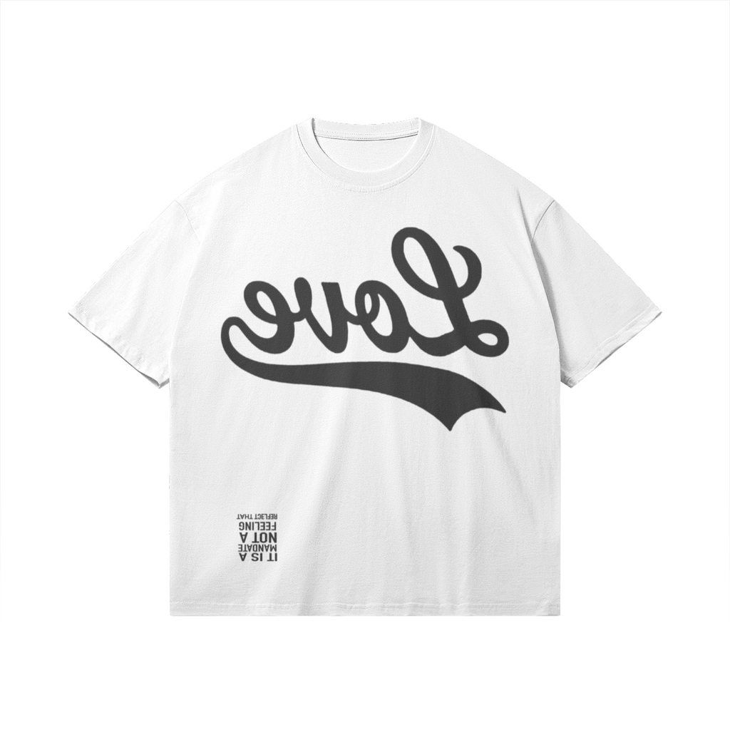 Reflect Love Tee — Black On White | Drop Shoulder Loose Fit